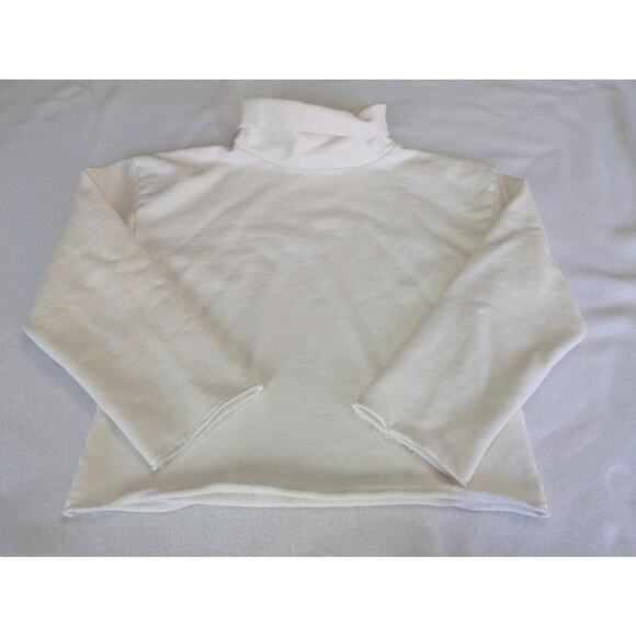 Emerson Fry Sweatshirt Raw Edge White Turtleneck XS Minimalist Crop Luxe Top - Picture 2 of 10